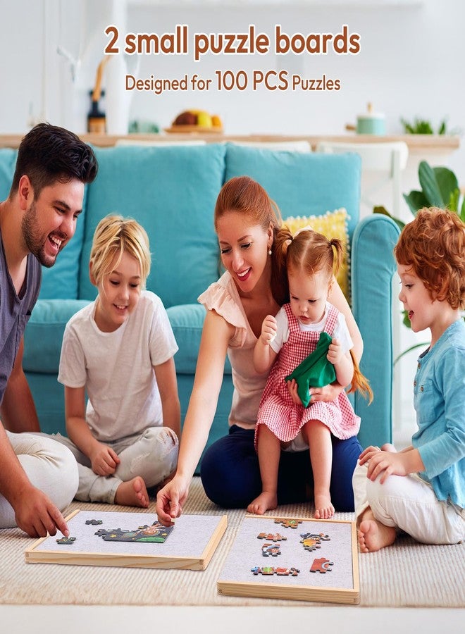Woodtoe Small Puzzle Board with 2 Sizes, 16.1'' x 11.4'' Puzzles Board for 100 Piece, 16.1'' x 22.8'' Puzzle Table for 300 500 Jigsaw Puzzles, Wooden Felt Puzzle Tray for Kids 3+ - Image 4